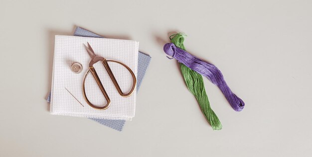 flatlay embroidery kit and pattern